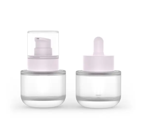 Eco Friendly 15ml Round Cosmetic Packaging Frosted Empty Face Serum Pump Lotion Foundation Bottle Glass Serum Bottle With Pump