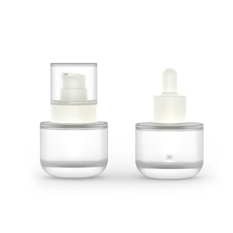 Eco Friendly 15ml Round Cosmetic Packaging Frosted Empty Face Serum Pump Lotion Foundation Bottle Glass Serum Bottle With Pump